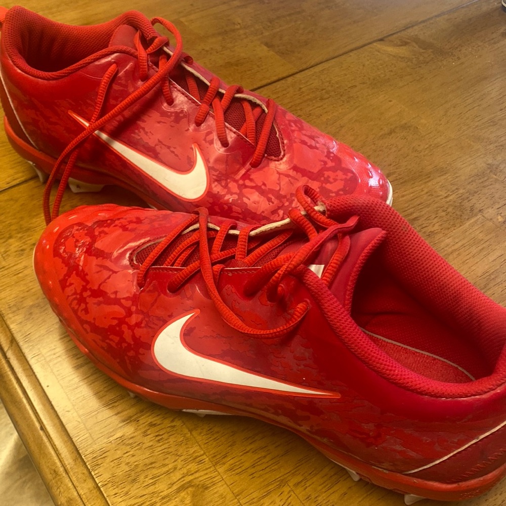 NIKE HYPERDIAMOND 2.5 KEYSTONE SOFTBALL CLEATS RED WHITE Size 11